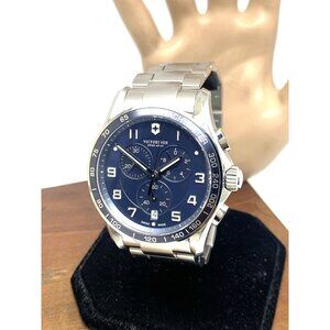 Victorinox Swiss Army Men's Watch 241652 Blue Dial Quartz Chronograph Steel 44mm